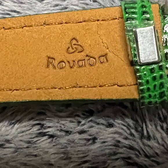 Rovada Claddagh Silver Tone Quartz Watch Green Leather Band Rhinestone Accents
